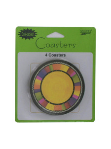 fiesta stripes 4 count cork back coasters