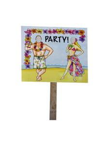 beach party double sided photo yard sign