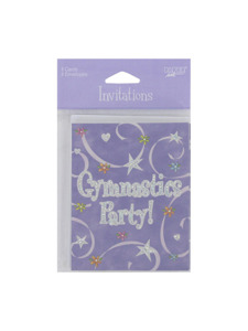 girl time gymnastics 8 count invitations/envelopes