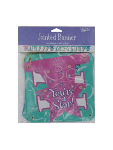 girl time happy birthday jointed banner 9.25 foot