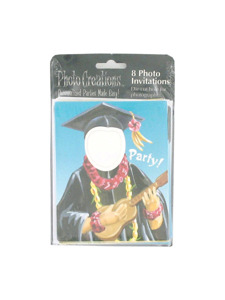 grad luau 8 count photo party invitations/envelopes