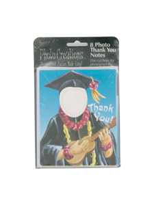 grad luau 8 count photo thank you notes/envelopes