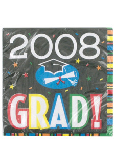 grad 2008 16 count 12 7/8 x 12 3/4 inch napkins