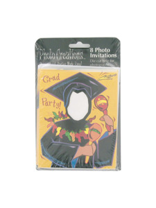 grad fiesta 8 count photo invitations/envelopes
