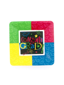 grad congrats 7 inch square plastic tray