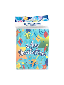 harlequin birthday 8 count invitations/envelopes