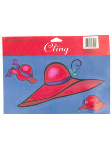 hat parade window cling 1 large and 2 small hats