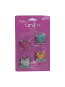 heart whimsy 4 count party candles