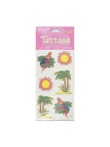 luau parrot/palm/sun 6 count tattoos