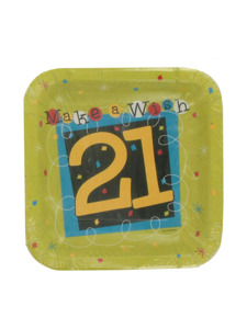 make a wish 21st birthday 8 count 7 x 7 inch plates