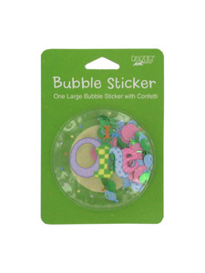 my 1st birthday bubble sticker with confetti