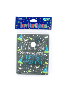 new years lets party 8 count invitations/envelopes