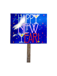 new years toast two sided yard sign