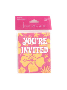 paradise floral pink 8 count invitations/envelopes