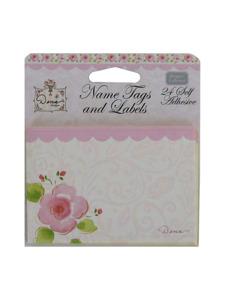 pink garden 24 count self adhesive name tags/labels