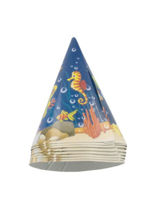 sea life 8 count party hats