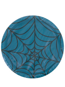 spiderweb turquoise 8 count 7 inch round plates