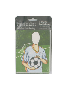 soccer 8 count photo invitations/envelopes