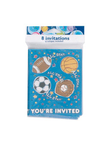 sports star 8 count invitations/envelopes