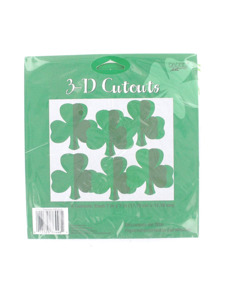 st patricks 6 count shamrocks 7x7 inch 3d cutouts