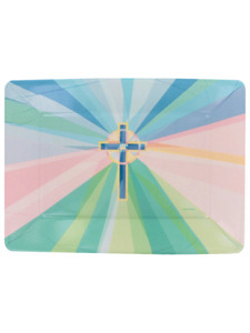 stained glass 14 inch x 10 inch plastic tray
