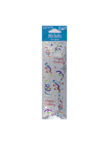 streamer celebration happy birthday prism sticker sheet