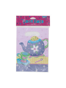 tea party 8 count party loot bags 6.5 x 9 inch