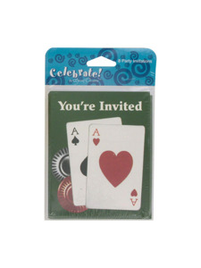 vegas nights 8 count party invitations/envelopes