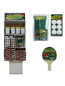 134 pc ping pong display w/ balls & paddles