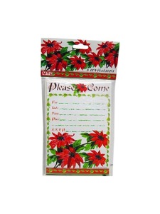 poinsettia 8 pack invitations/envelopes