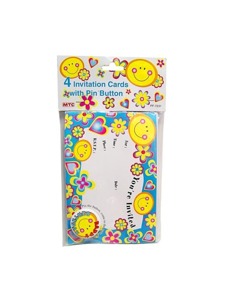 4 invitation cards with face buttons