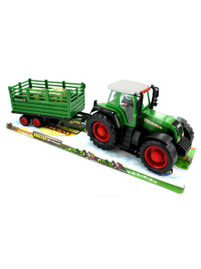 Friction action toy tractor with trailer