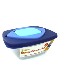 3 Pack square storage container set with lid