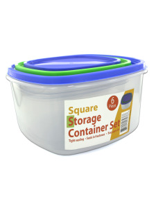 3 Pack square storage container set sith lids