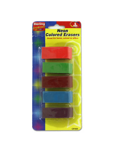 5 Pack neon erasers