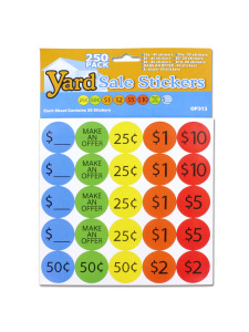 250 Piece yard sale pricing stickers