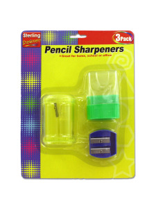 3 Pack pencil sharpeners.