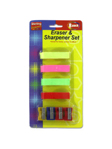 8 Piece eraser and sharpener set