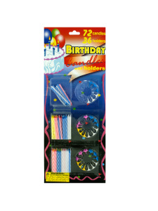 Large set birthday candles with holders