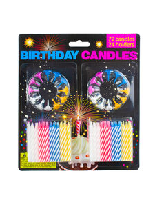 Large set birthday candles (72 candles, 24 holders)
