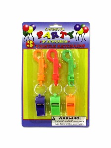 Set of three whistle key chains