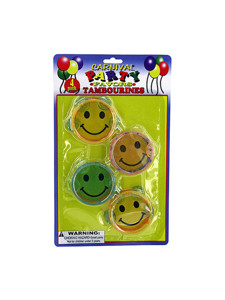 Set of four happy face tambourines