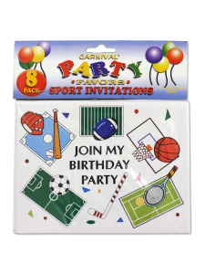 birthday party invitation sports themed (8 per pack)