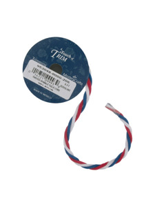 twisted red/royal/white tulle cord 6 foot spool