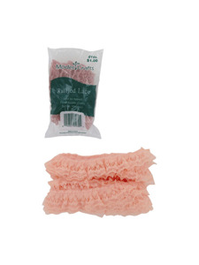 peach 4 yard ruffled edge lace in bag
