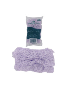 lilac 4 yard ruffled edge lace in bag