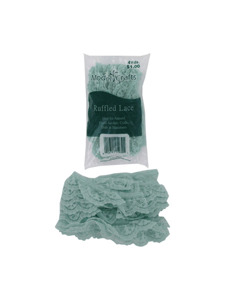 seafoam green 1.125 inch x 4 yard ruffled edge lace in bag