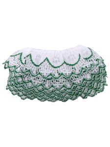white/green 4 yard ruffled edge lace in bag