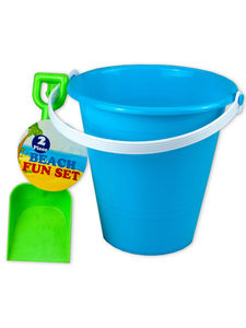 Solid colored beach pail with shovel