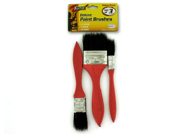 Wood handle paint brush set
